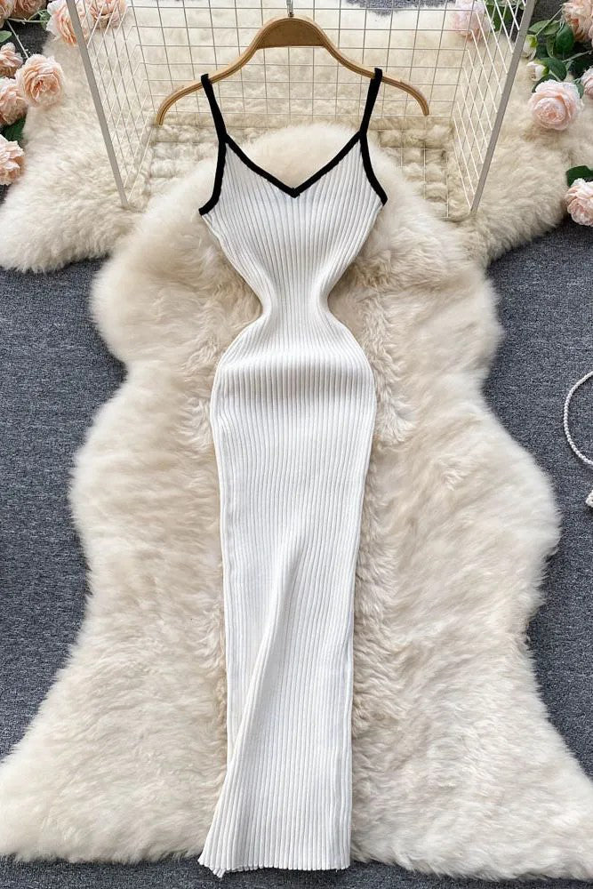 Dress Package Hips Slim Elastic Knit Dress