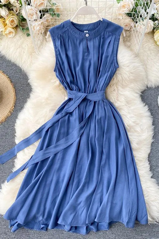 Dress Casual Sleeveless A-line Shirt Dress Dress