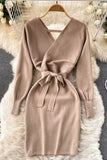 Casual Vestidos Dress Bodycon Knitted Sweater Dress