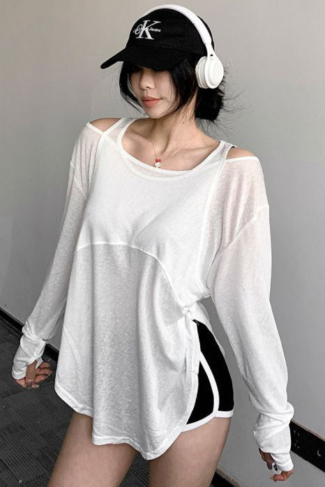 Casual Long Sleeve Off Shoulder Top Tee