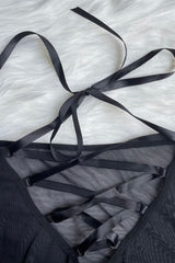 Gauze Cross Strappy Underwear Lingerie Set