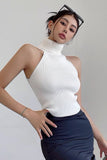 High Collar Sleeveless Knitted Tank Top Tight Top