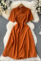 Dress Elegant Stand Collar Shirt Party Dress