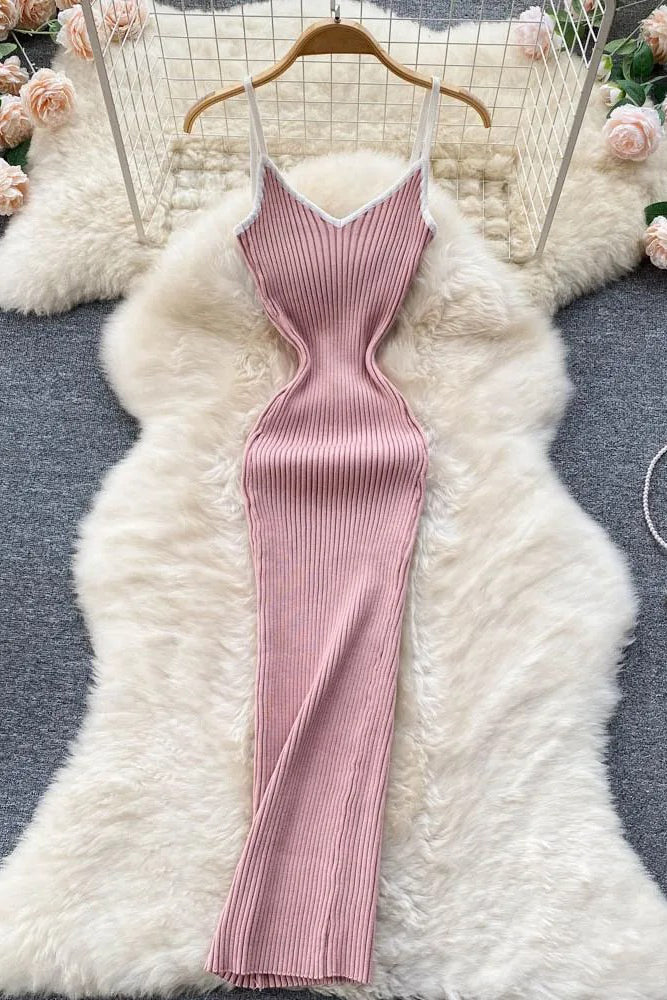 Dress Package Hips Slim Elastic Knit Dress