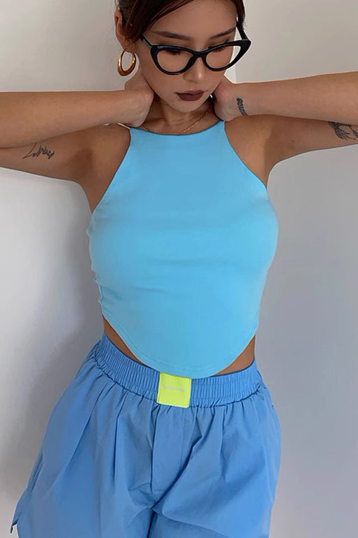 Curved Thin Suspender Vest Top