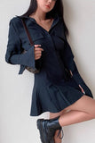 Ruffle Shirt Long Sleeve Mini Dress