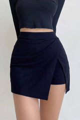 Solid Split Skirt Shorts