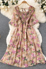 Dress Romantic Floral Print Chiffon Dress Vacation Party Dress