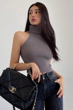 High Collar Sleeveless Knitted Tank Top Tight Top