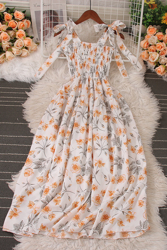 Floral Strap Strappy Print Sleeveless Dress