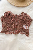 Floral Lace Embroidery Crop Top Patchwork Strapless Bra Bustier Short Tank Top