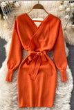 Casual Vestidos Dress Bodycon Knitted Sweater Dress