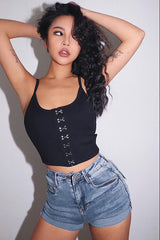 Peach Hip High Waist Tight Elastic Curled Denim Shorts