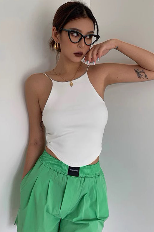 Curved Thin Suspender Vest Top