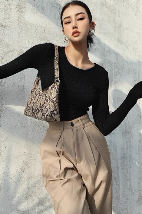 Backless Strap Tight Long Sleeve Elastic Bodysuit