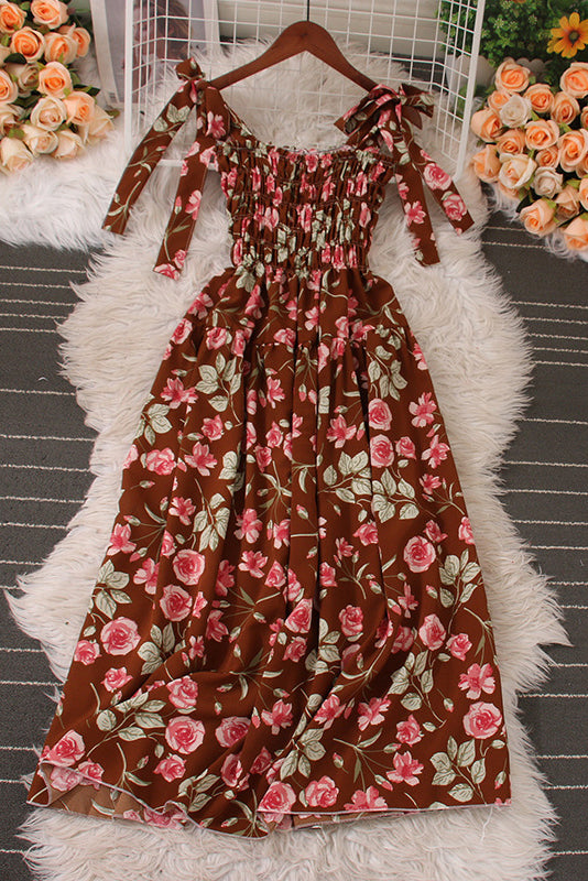 Floral Strap Strappy Print Sleeveless Dress