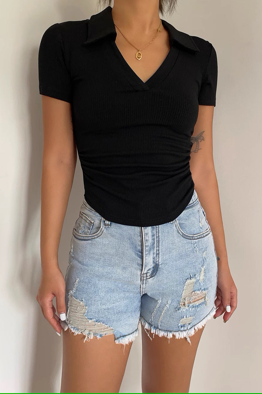High Waist Heart Shaped Back Pocket Wrapped Hip Denim Shorts