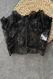 Floral Lace Embroidery Crop Top Patchwork Strapless Bra Bustier Short Tank Top