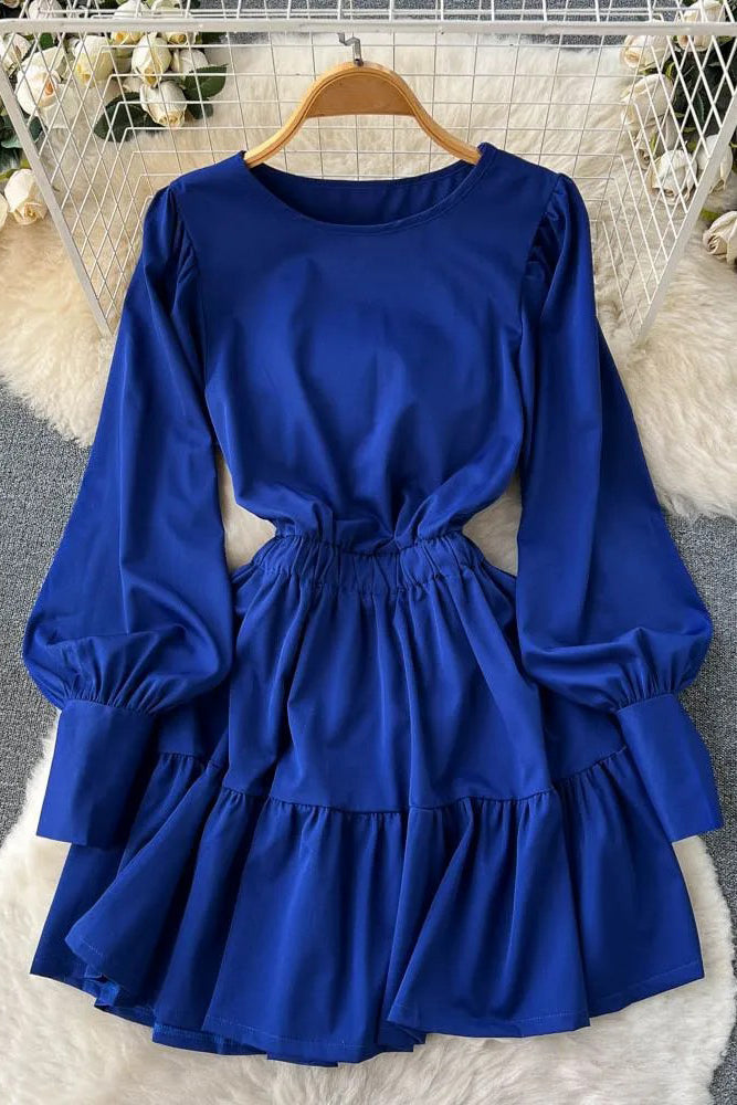 Slim Waist Short Dress Casual Long Sleeve A-line Female Dresses