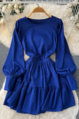 Slim Waist Short Dress Casual Long Sleeve A-line Female Dresses