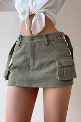 Retro Low Waist Denim Shorts Skirt