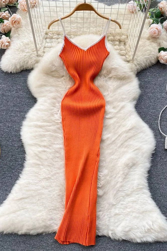 Dress Package Hips Slim Elastic Knit Dress