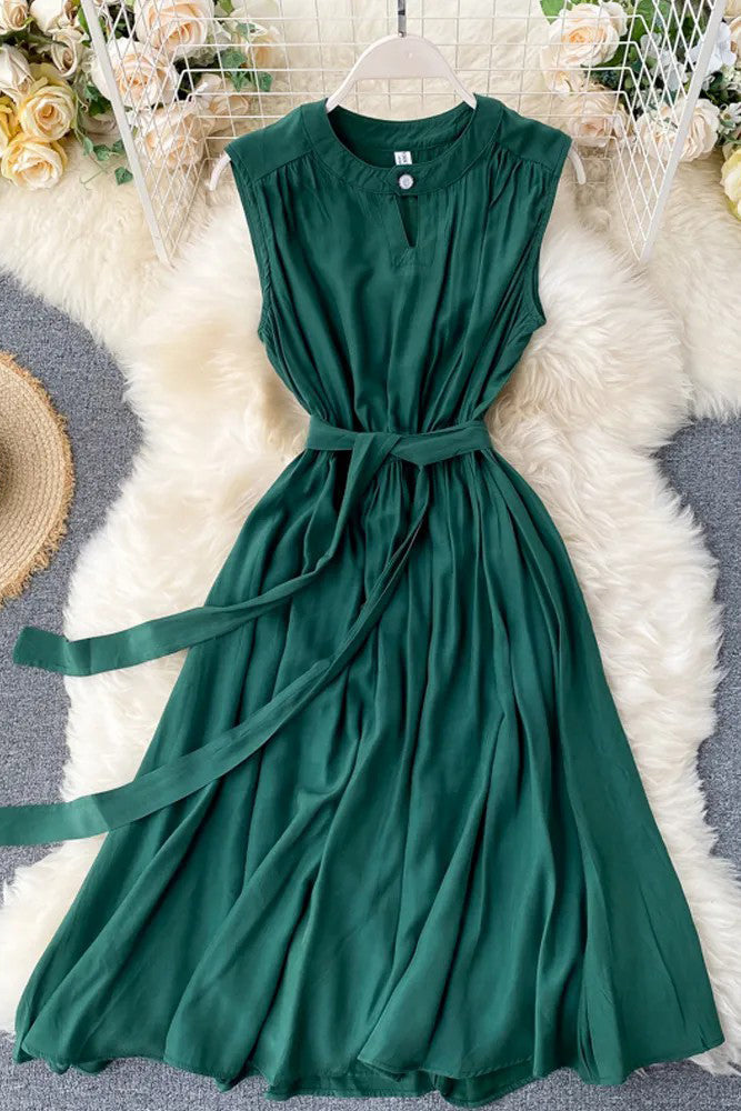 Dress Casual Sleeveless A-line Shirt Dress Dress