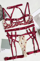 Hollow Strappy Underwear Lingerie Set