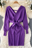 Casual Vestidos Dress Bodycon Knitted Sweater Dress