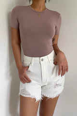 High Waist Heart Shaped Back Pocket Wrapped Hip Denim Shorts