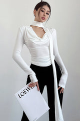 Long Sleeve Ruffle Tight Tops