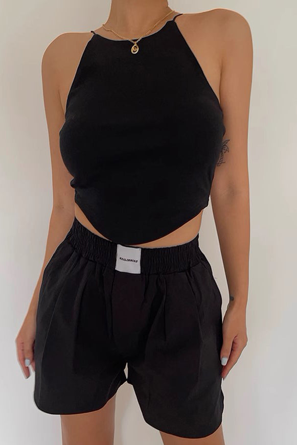Curved Thin Suspender Vest Top