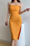 Pleated Bra Wrap Buttocks Split Dress