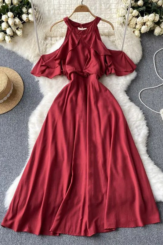 Dress Romantic Ruffles Off Shoulder High Waist Long Dress