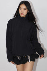 Zip Detail Pocket Side Solid Sport Windbreaker