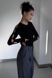 Cut Out Sleeve Solid Slim Jumpsuit