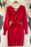 Casual Vestidos Dress Bodycon Knitted Sweater Dress