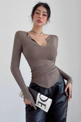 V-Neck Long Sleeve T-Shirt Tight Top