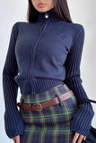 High Neck Knitwear Zip Coat