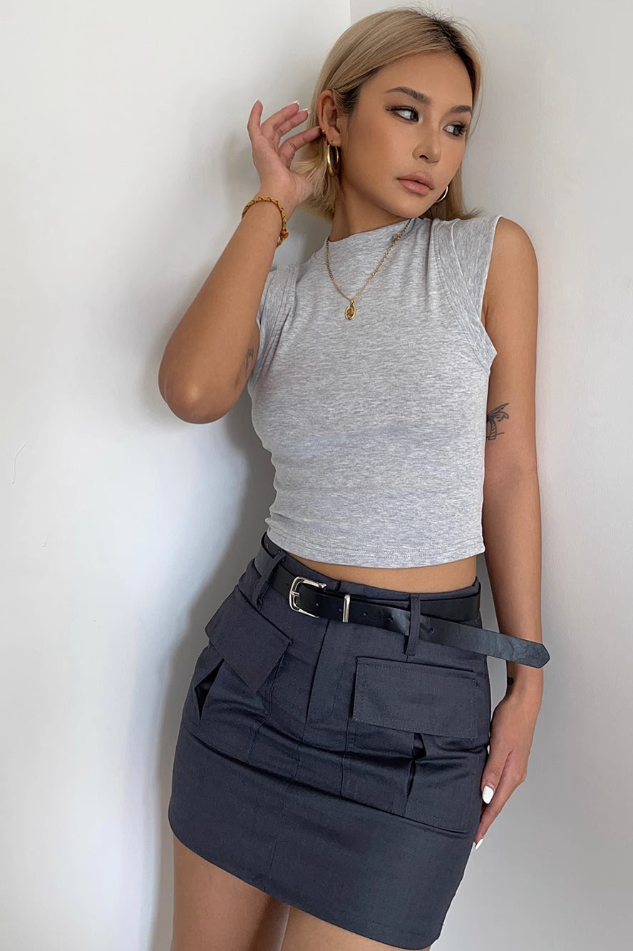 Pocket Side Cargo Satin Skirts