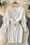 Casual Vestidos Dress Bodycon Knitted Sweater Dress