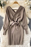 Casual Vestidos Dress Bodycon Knitted Sweater Dress