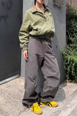 Retro Loose Lace Up Pleated Casual Pants