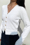 Buttoned Front Ribbed Knit Sweater