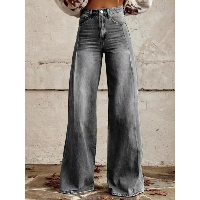 High Waist Western Cowboy Horse Print Wide Leg Pants