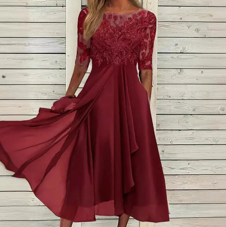 Lace Chiffon Evening Party Dress