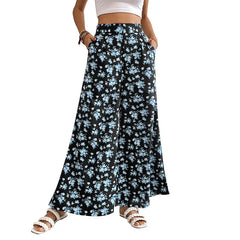 High Waist Floral Print Wide Leg Casual Pants