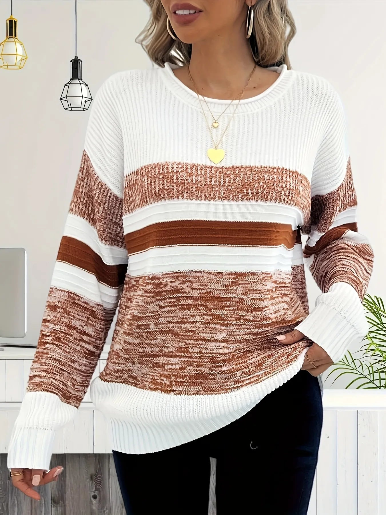 striped mixed-wool sweater pullover