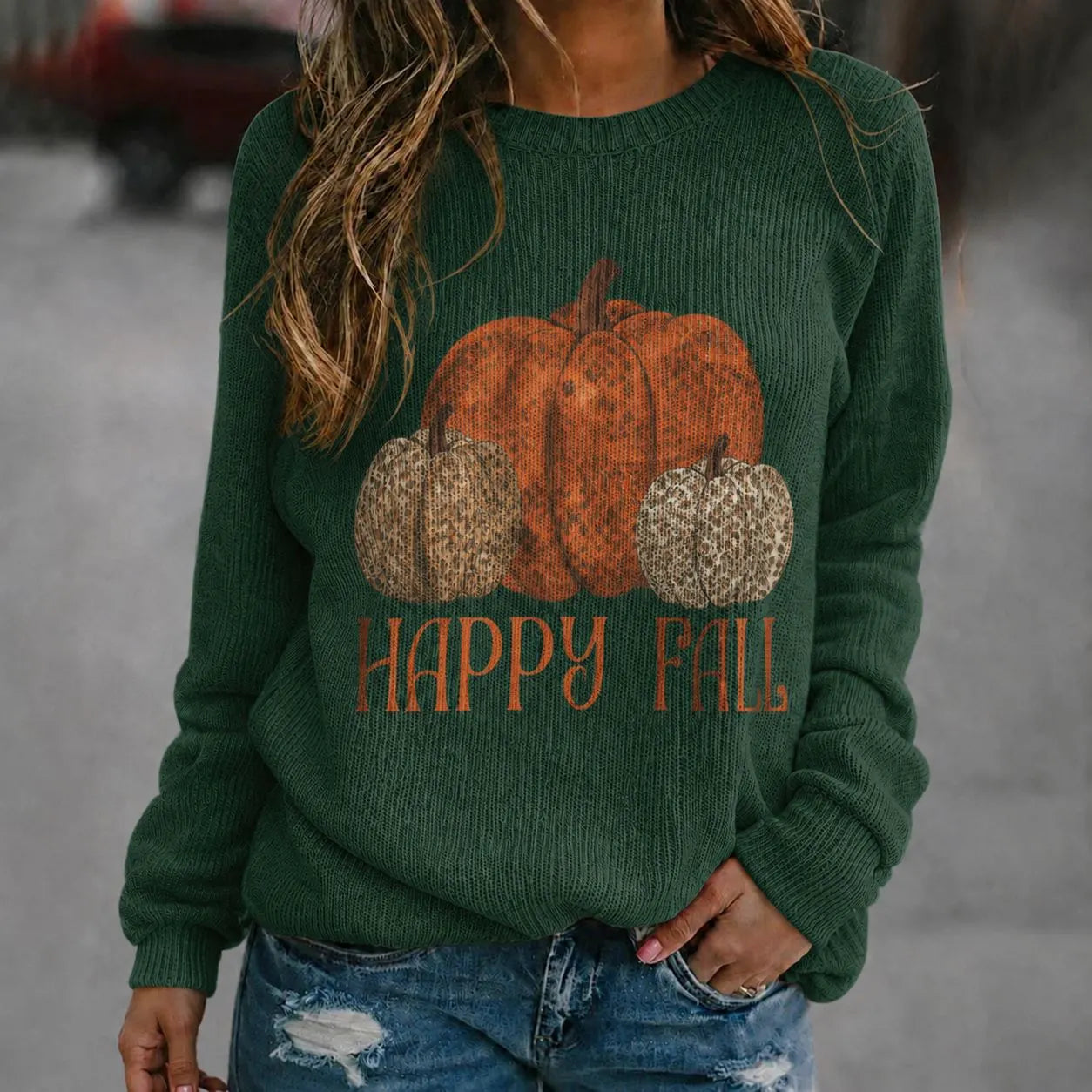 Halloween Ghost Pumpkin Crew Neck Sweater