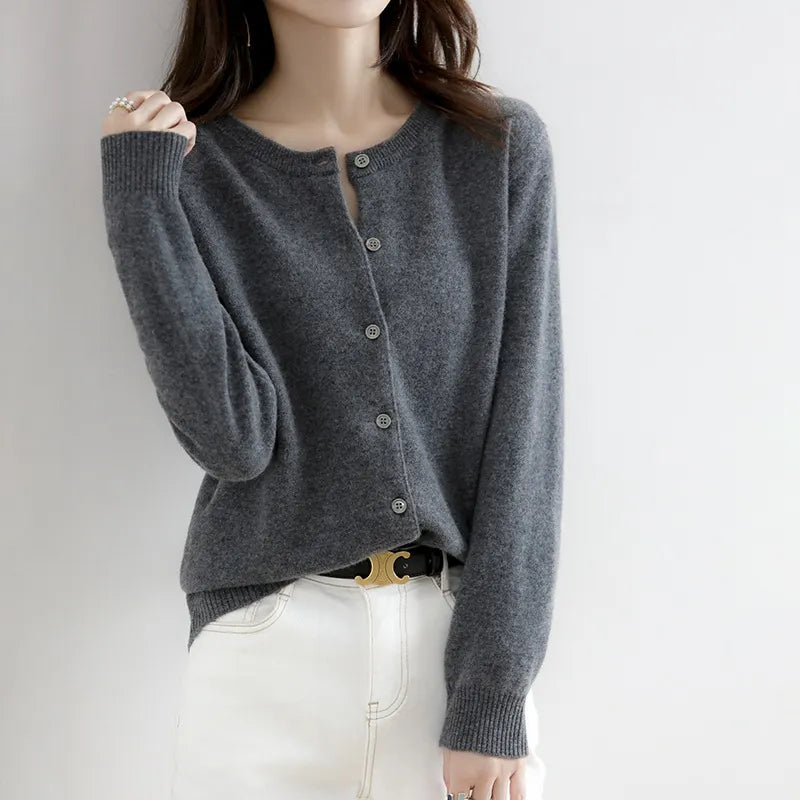 Crew Neck Button Down Sweater